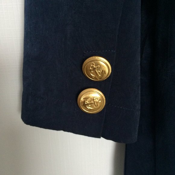 Joseph Ribkoff Vision Plus Womens Blazer Sz 14 Blue Long Sleeve Golden Buttons - Picture 3 of 9